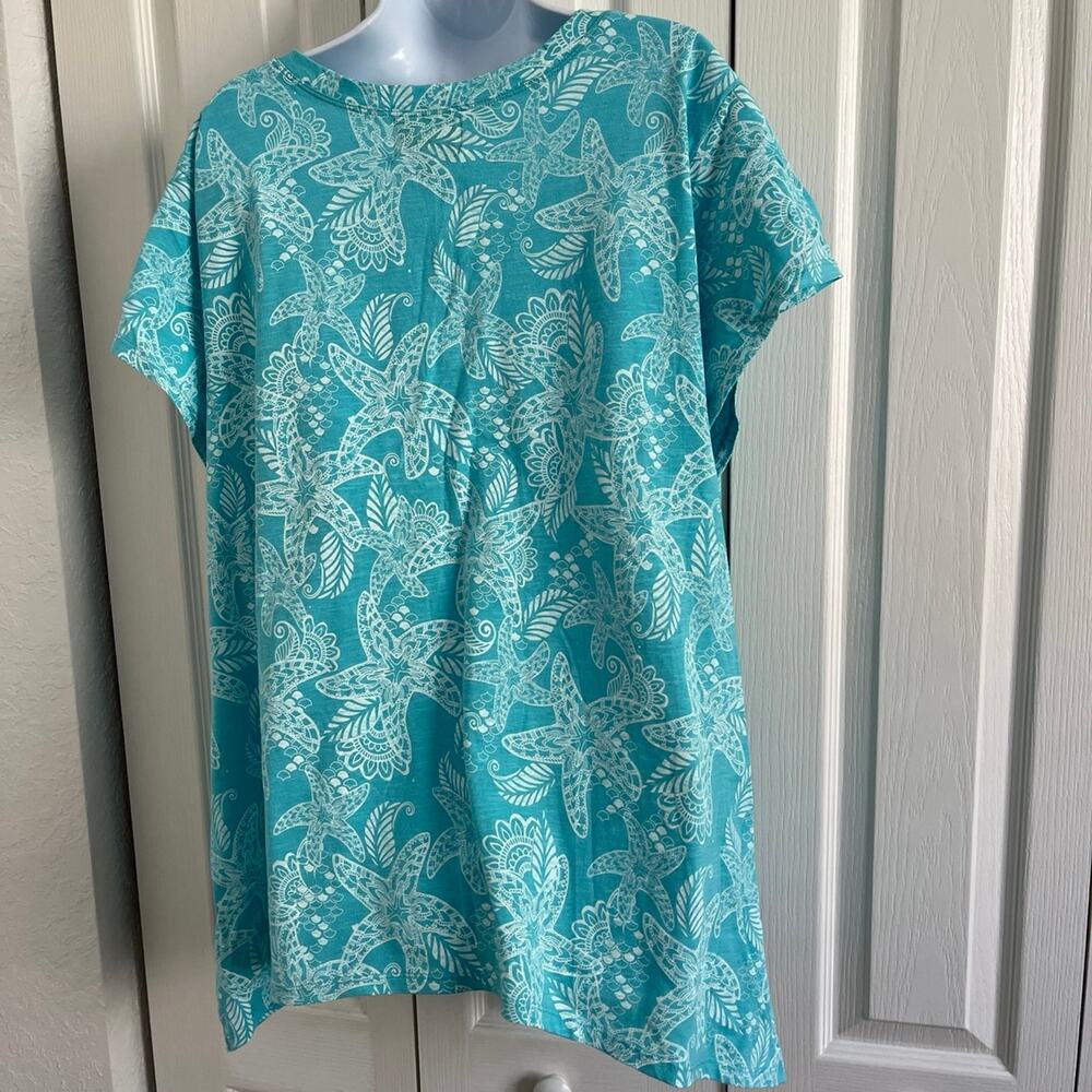 Palm Grove Woman Mint Green Seashell Top Size 3X NWO Tags - Picture 6 of 12